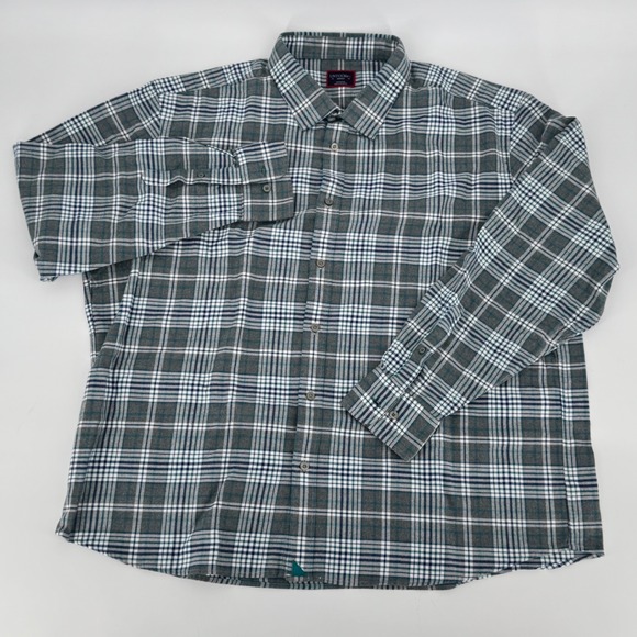 UNTUCKit Mens XXXLC Flannel Plaid Button Down Shirt Grey Blue Cotton Long Sleeve - Picture 2 of 4